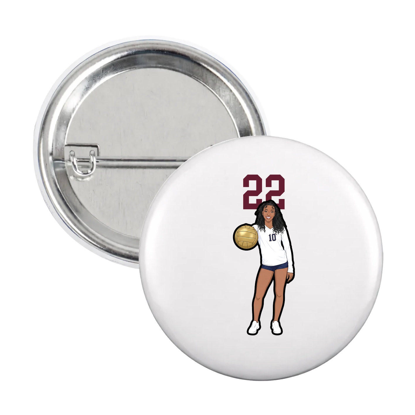 Game Day Button — Number Top in White
