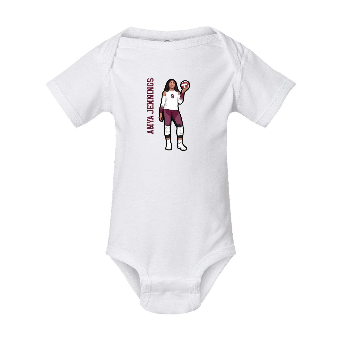 Baby Onesie — Name Vertical in White