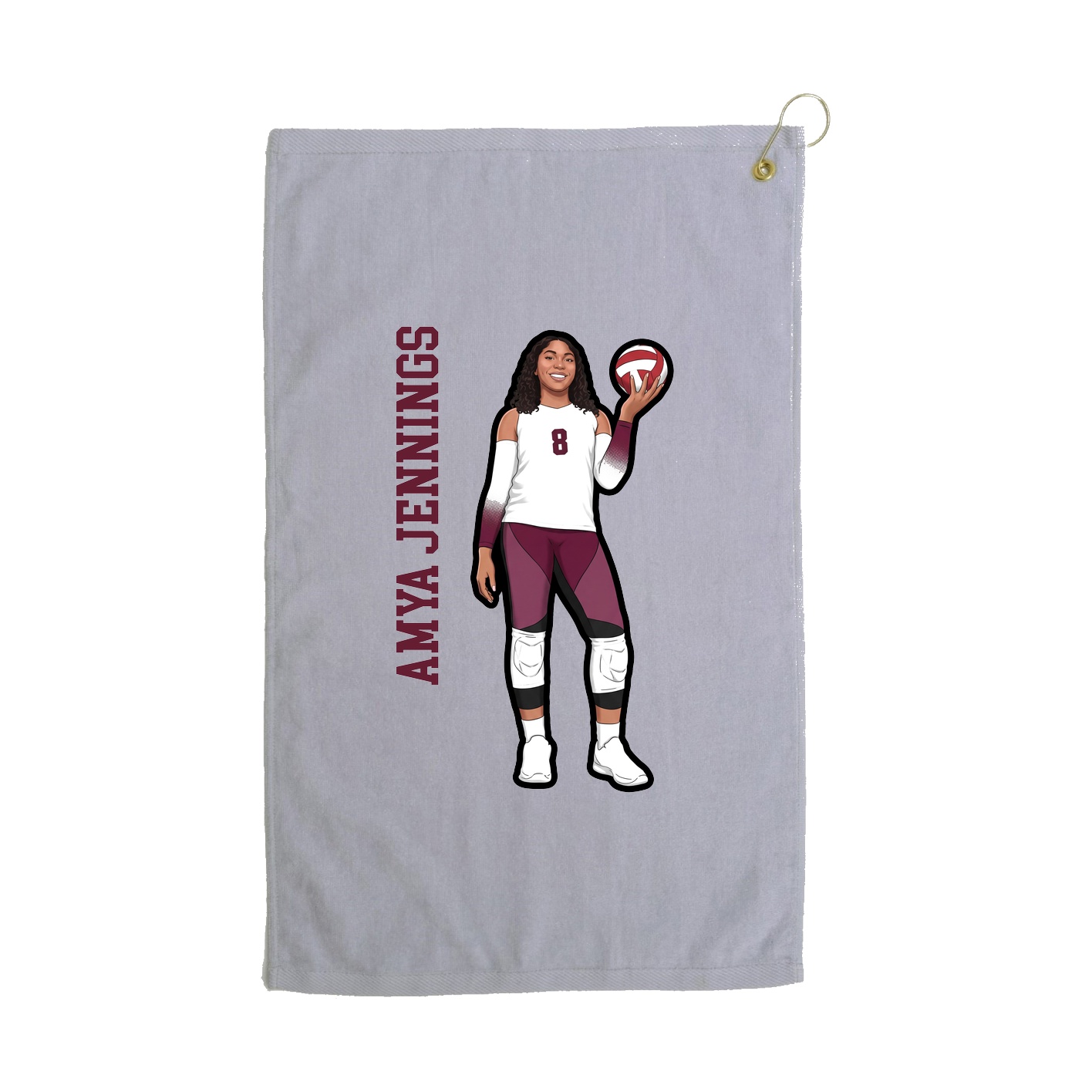 Golf Towel — Name Vertical in Grey