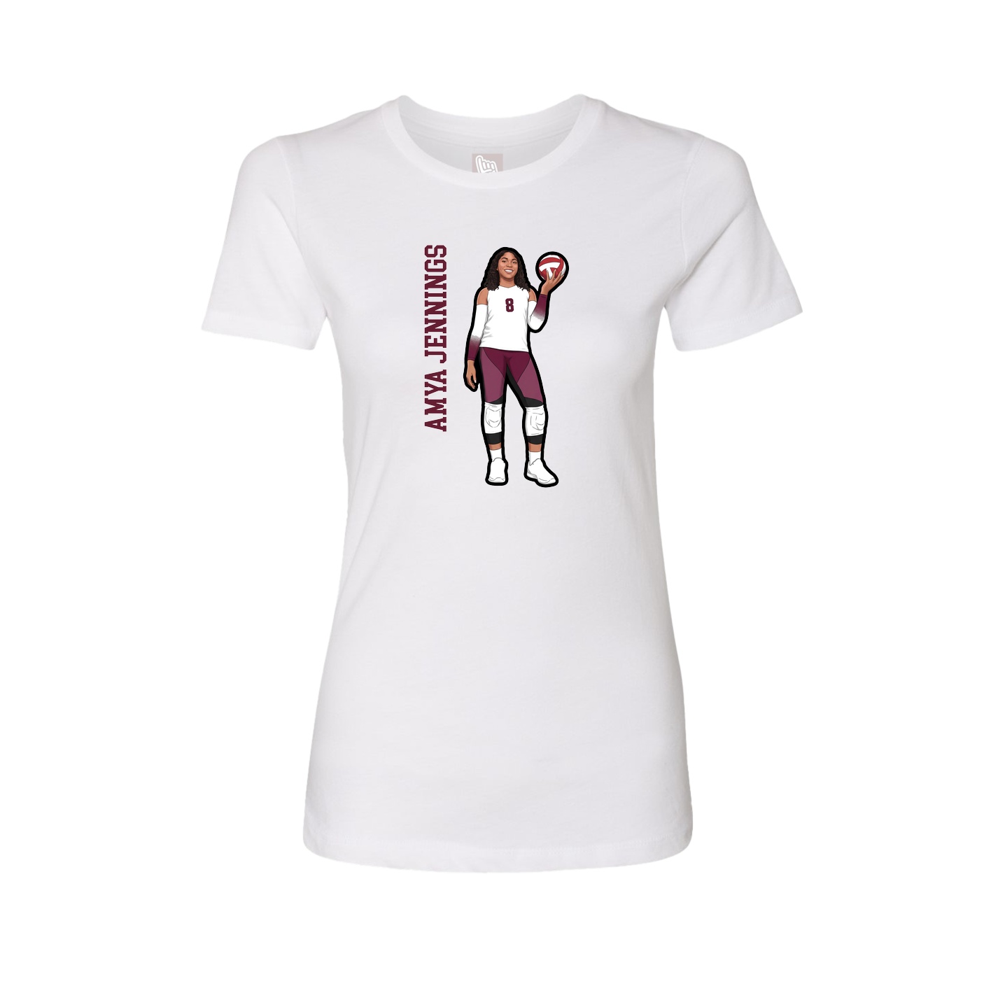 Fitted Women's Tee — Name Vertical in White
