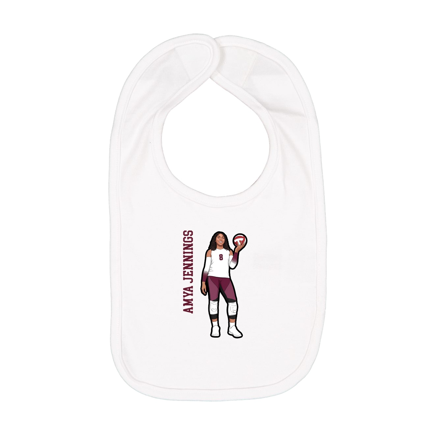 Infant Bib — Name Vertical in White