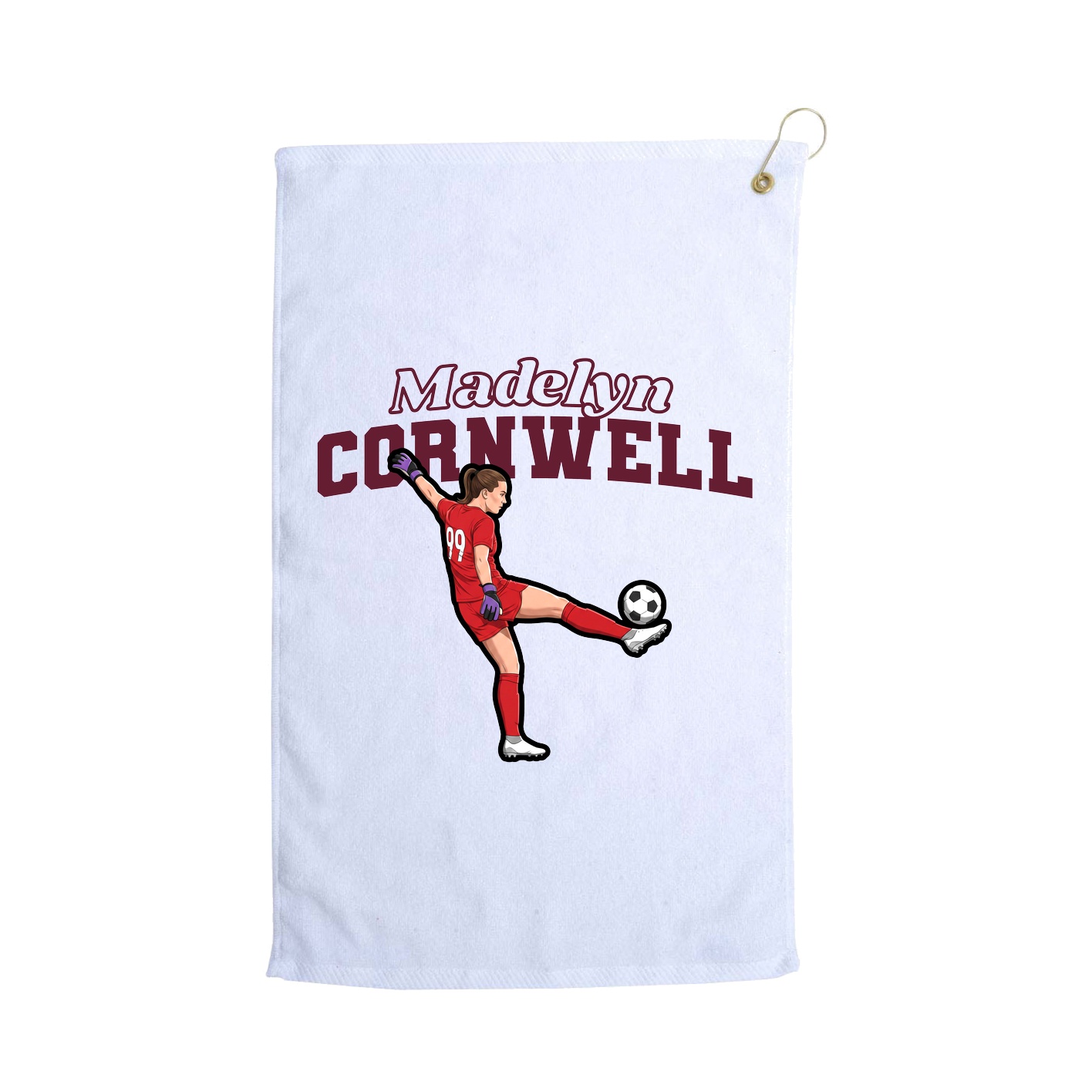 Golf Towel — Name Arch in White