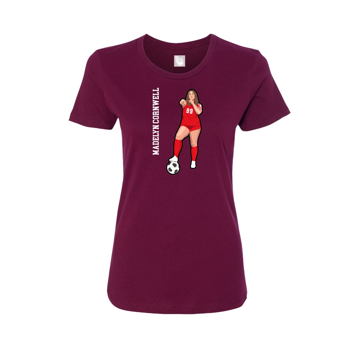 Fitted Women's Tee — Name Vertical in Maroon
