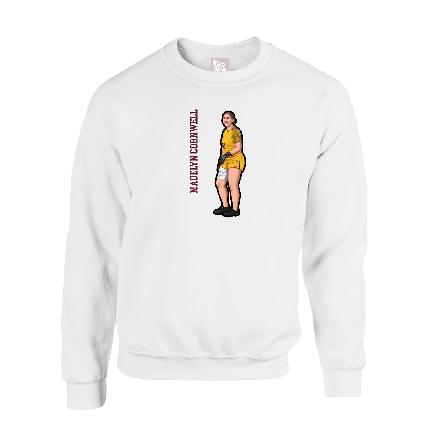 Fleece Crew — Name Vertical in White