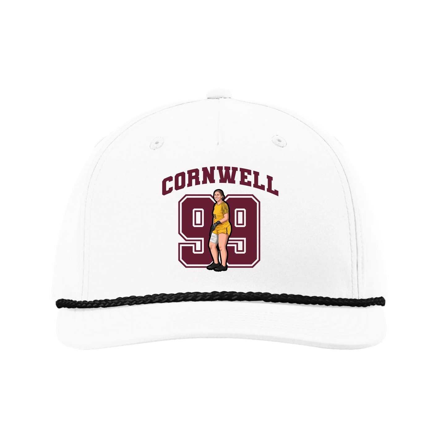 Five-Panel Classic Rope Cap — Number in White