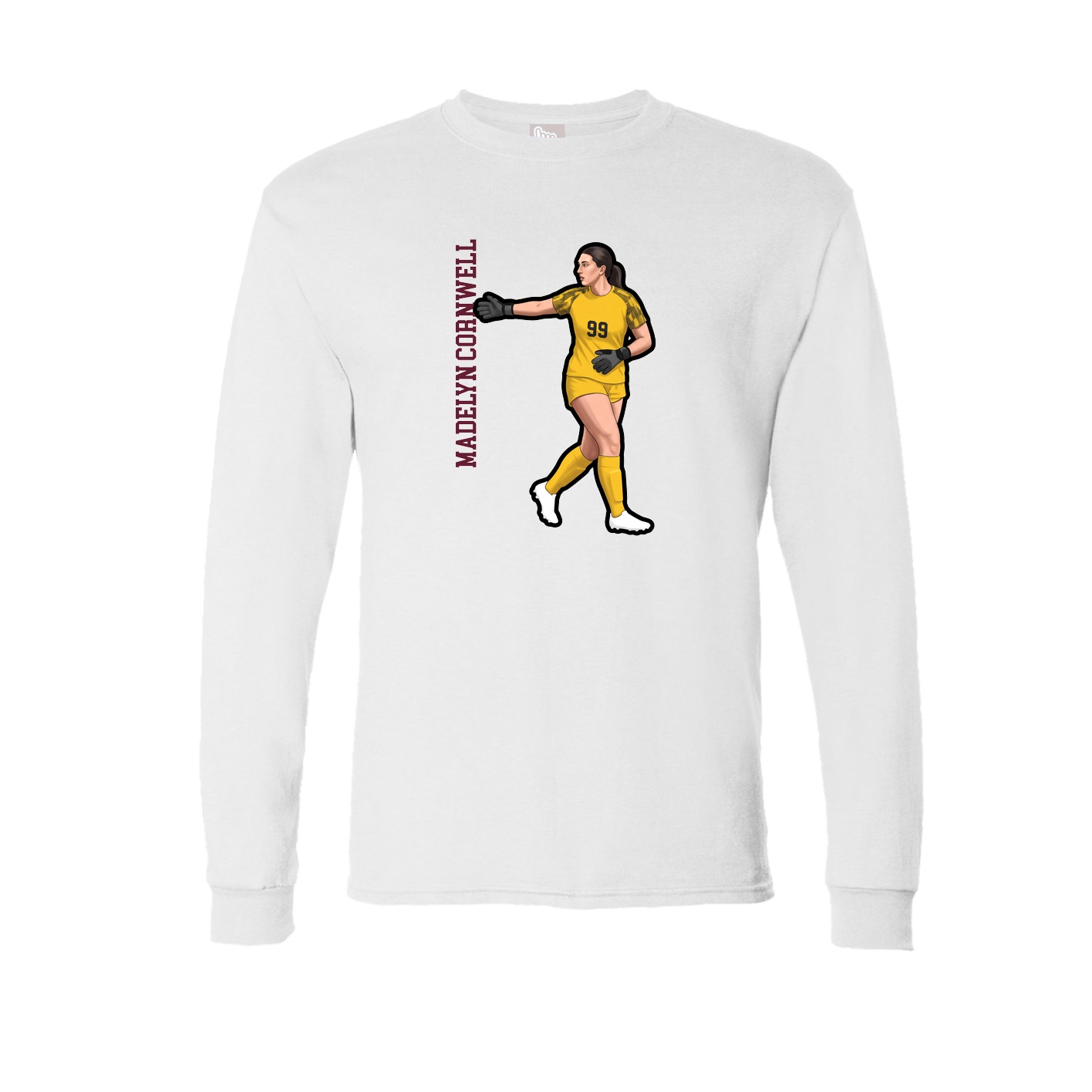 Long Sleeve Tee — Name Vertical in White