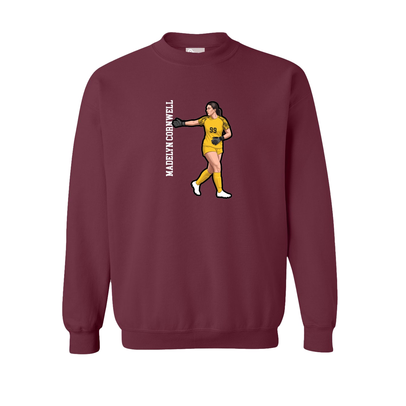 Fleece Crew — Name Vertical in Maroon