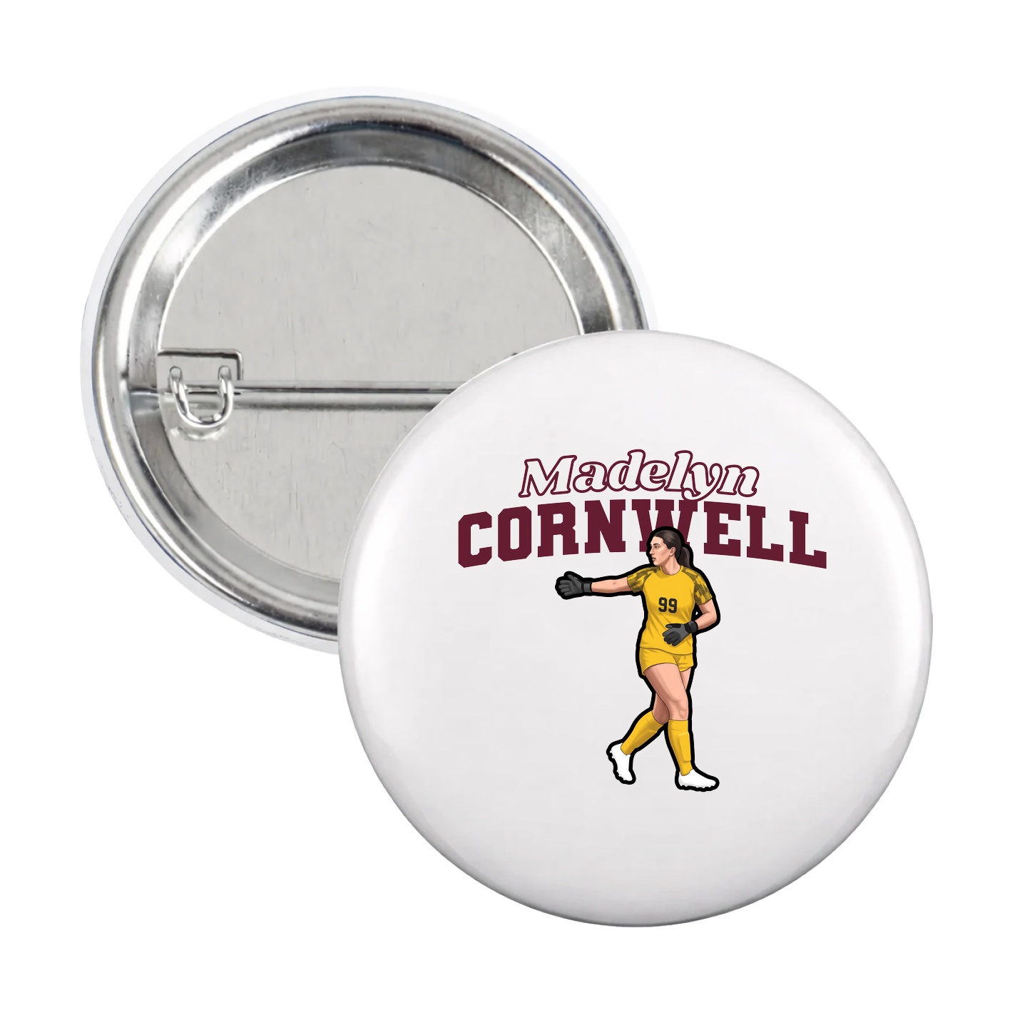 Game Day Button — Name Arch in White