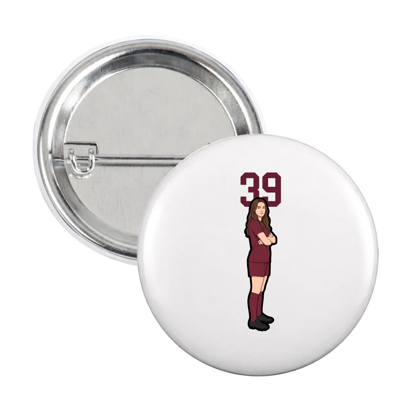 Game Day Button — Number Top in White