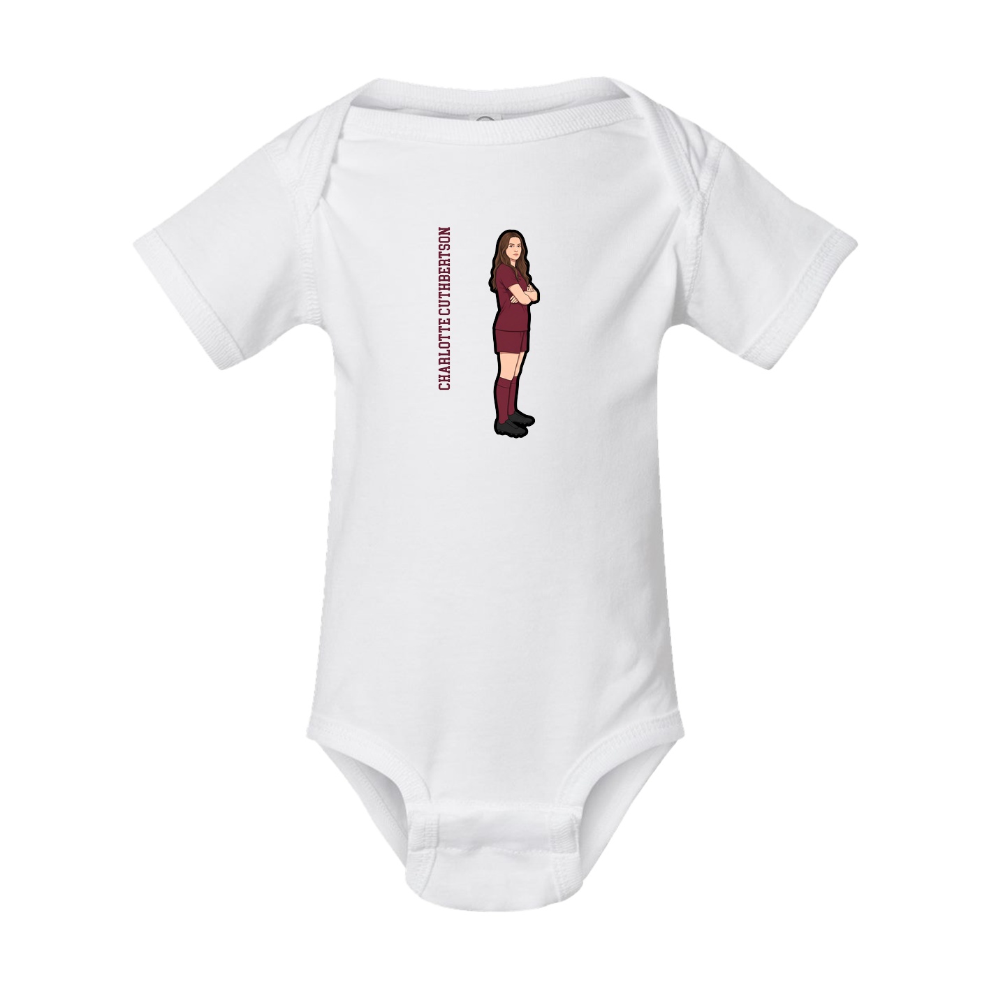 Baby Onesie — Name Vertical in White