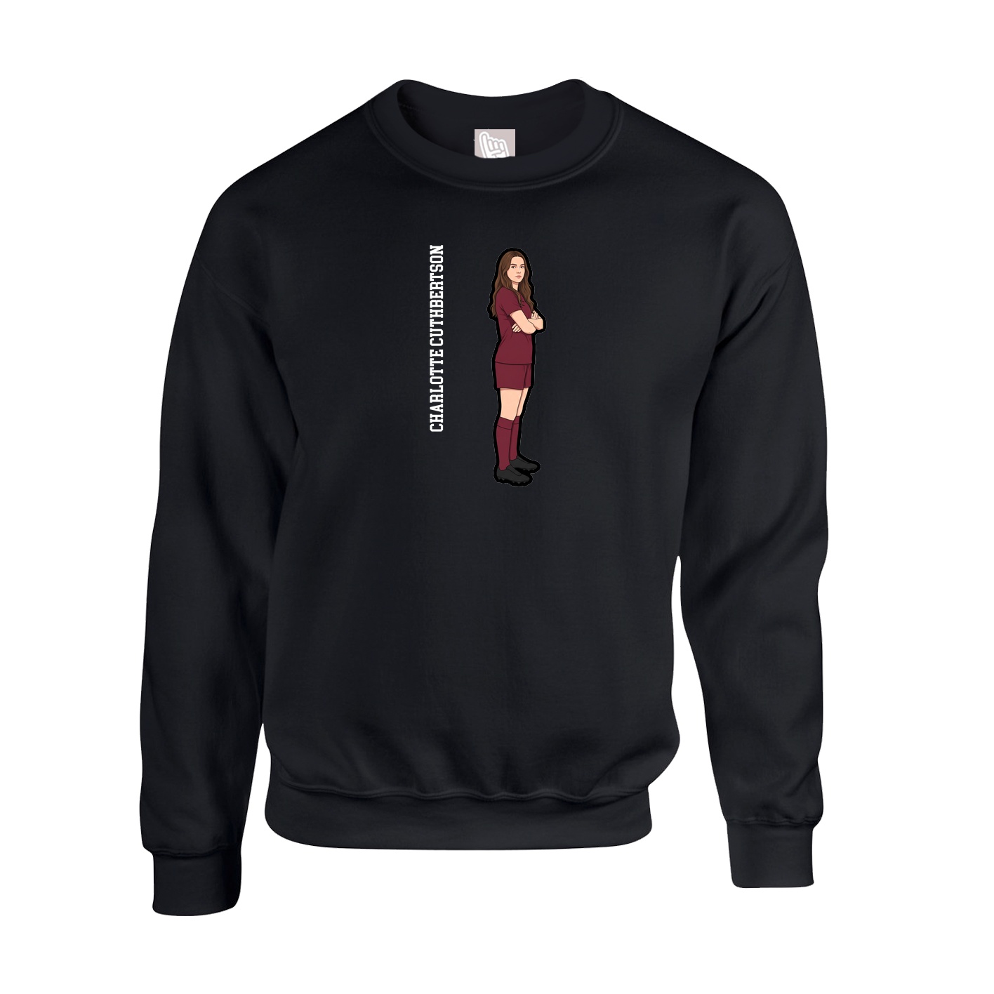 Fleece Crew — Name Vertical in Black