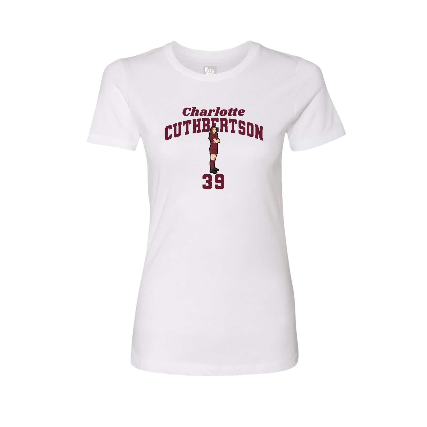 Fitted Women's Tee — Signature Arch in White