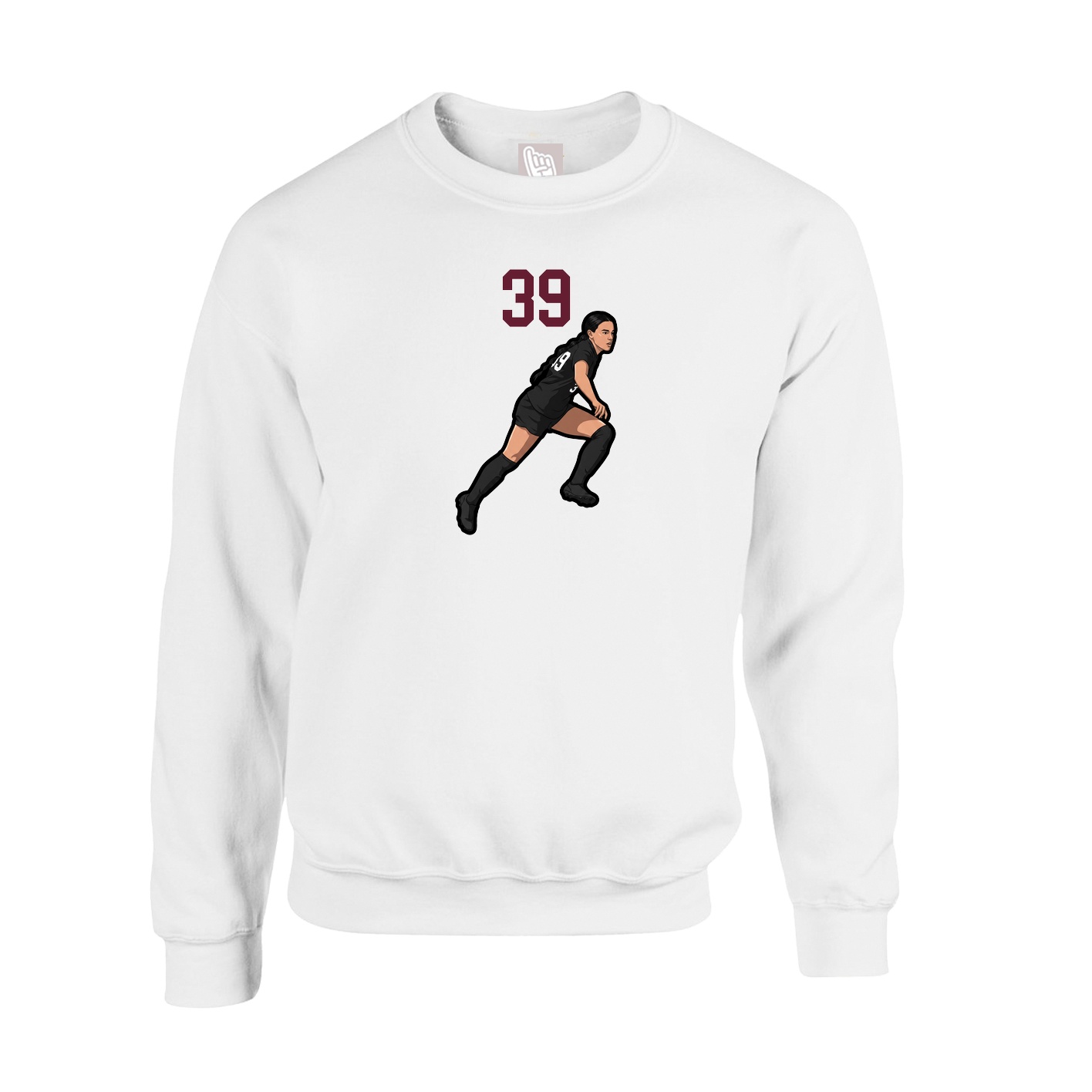 Fleece Crew — Number Top in White