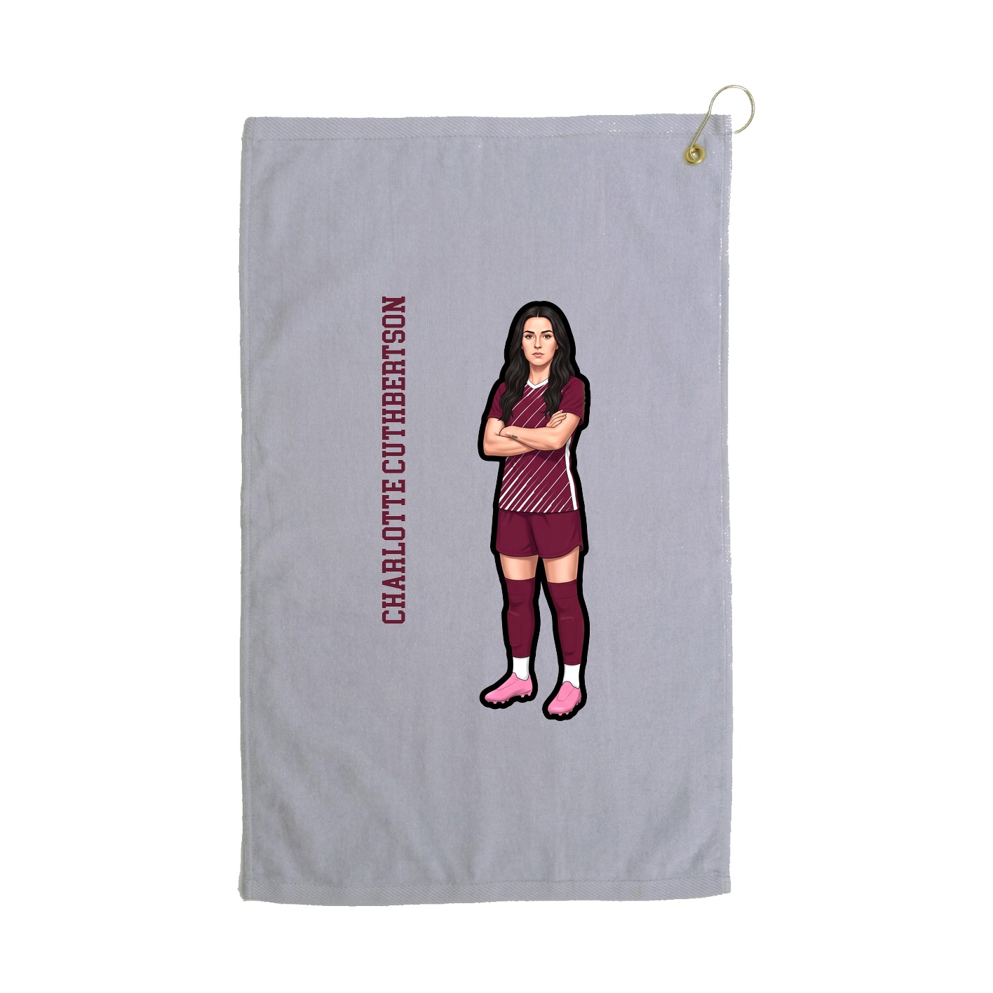 Golf Towel — Name Vertical in Grey