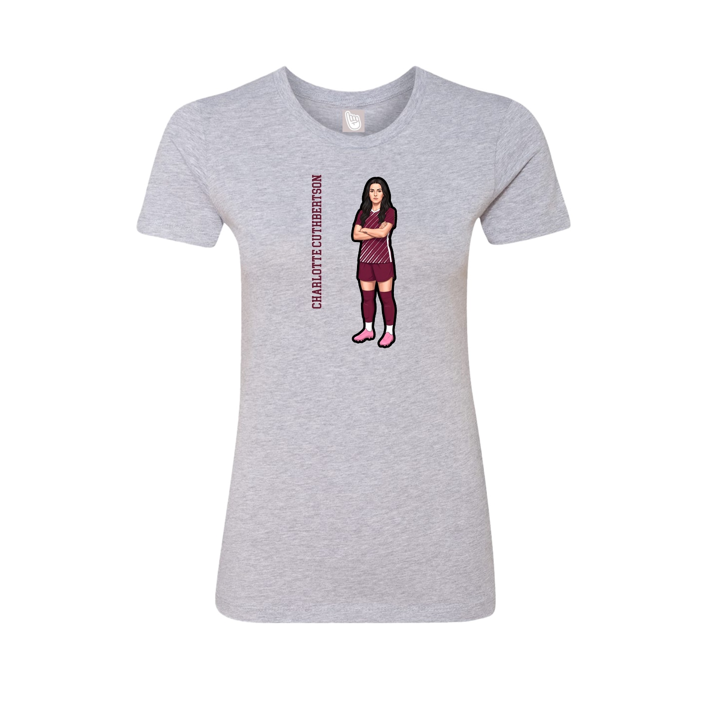 Fitted Women's Tee — Name Vertical in Grey