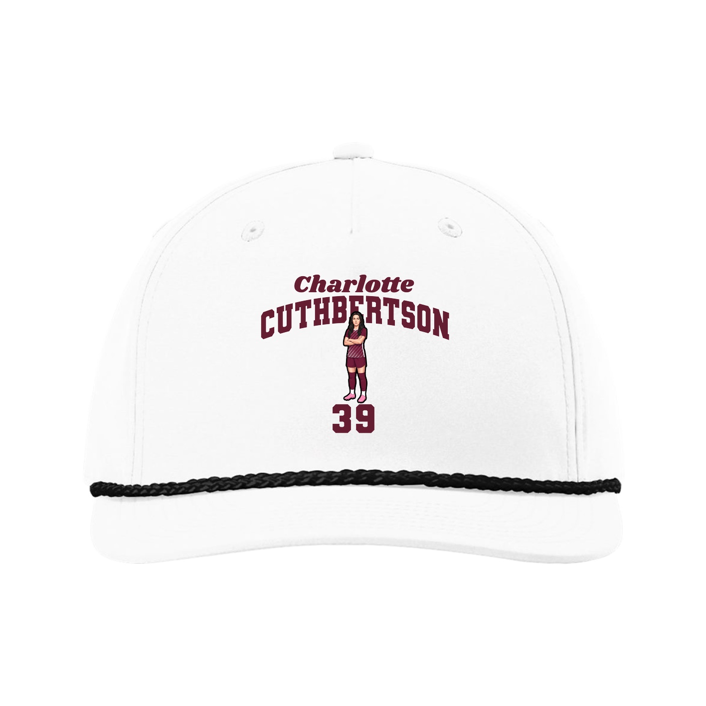 Five-Panel Classic Rope Cap — Signature Arch in White