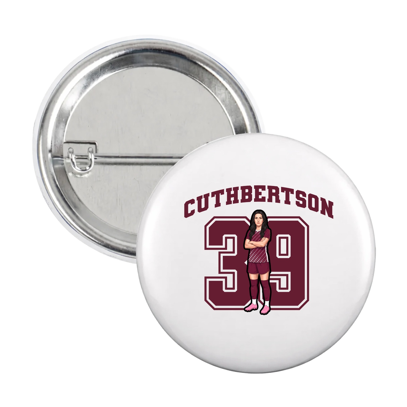Game Day Button — Number in White