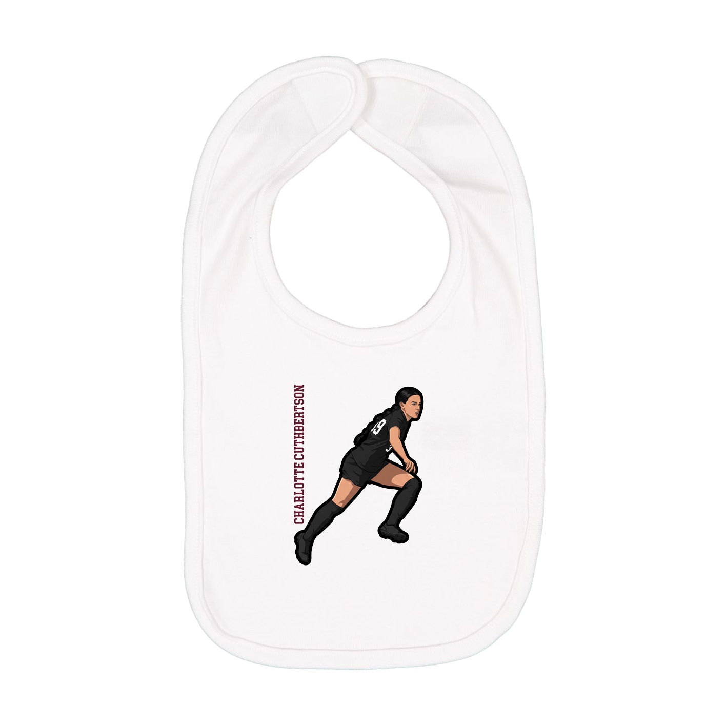Infant Bib — Name Vertical in White