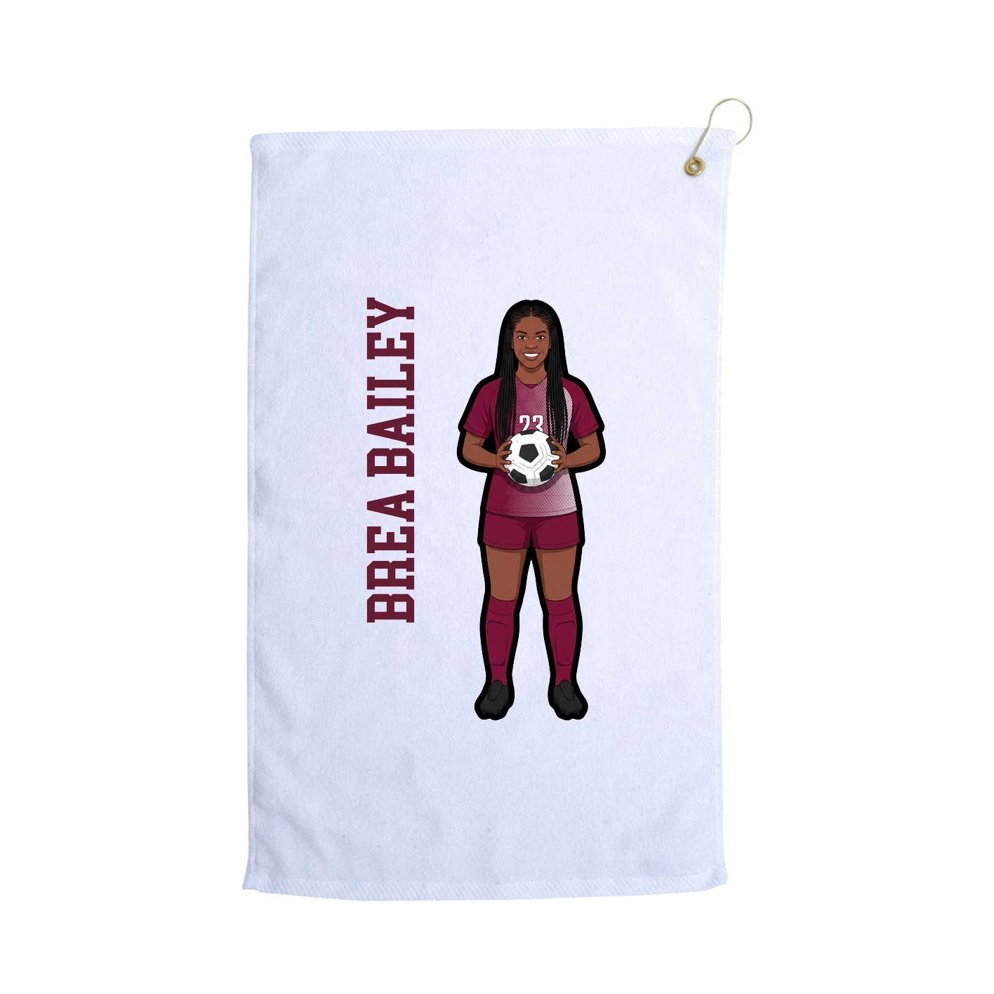 Golf Towel — Name Vertical in White