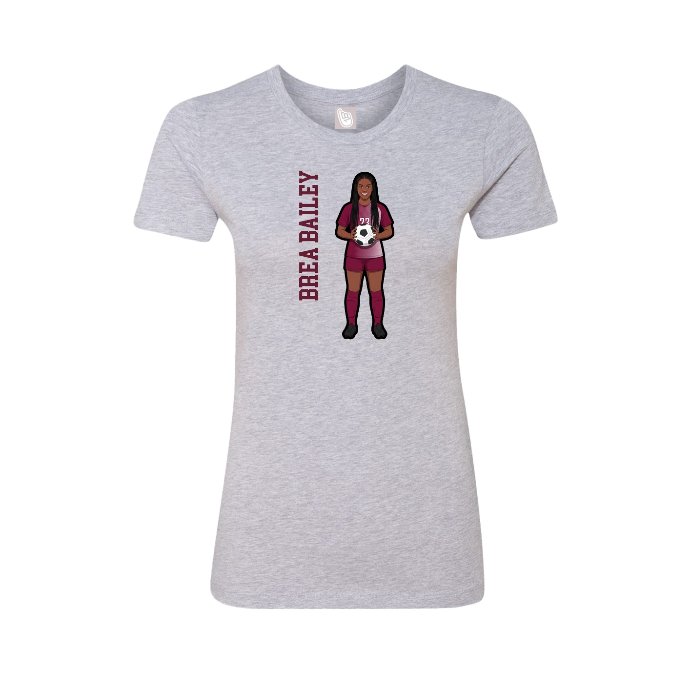 Fitted Women's Tee — Name Vertical in Grey