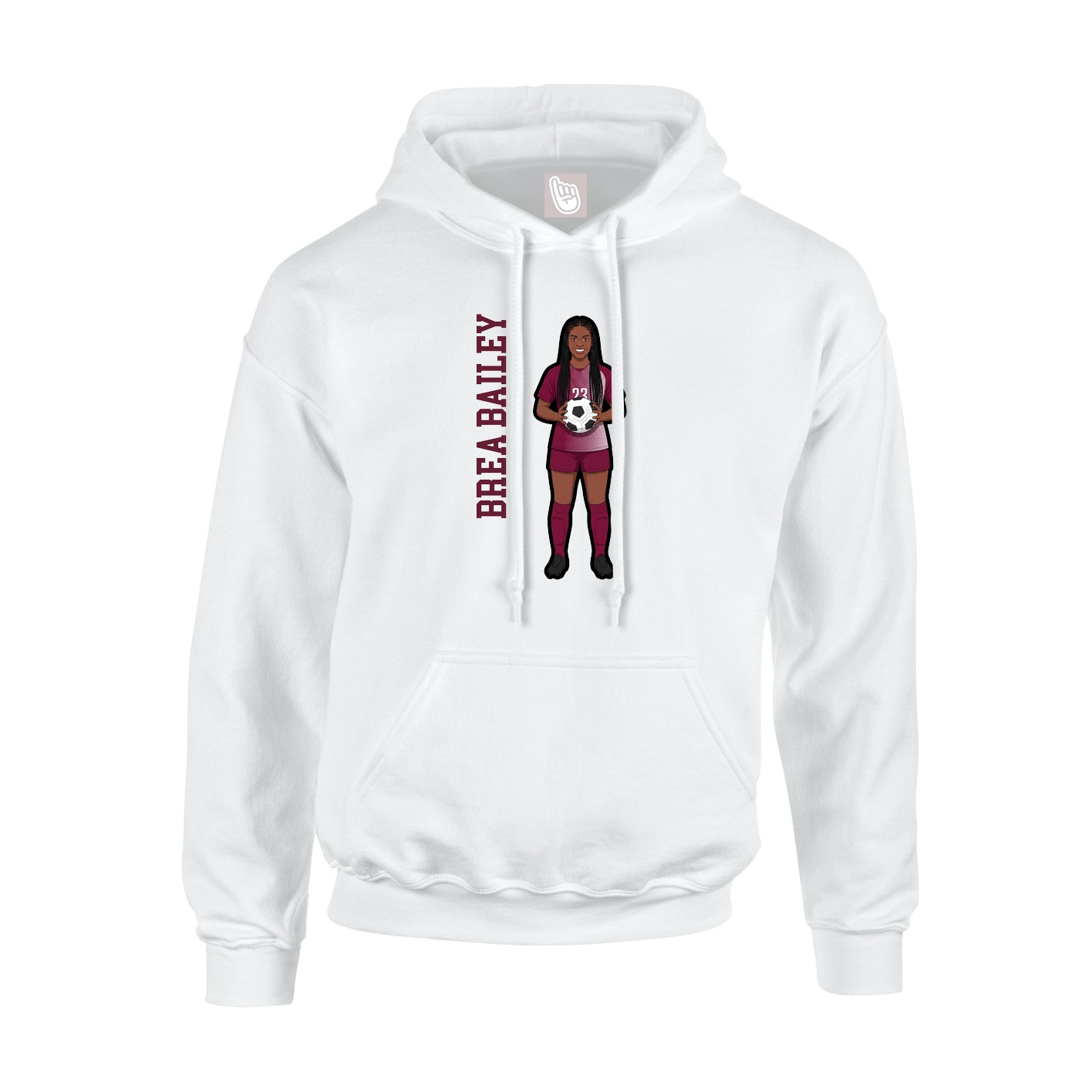 Youth Hoodie — Name Vertical in White