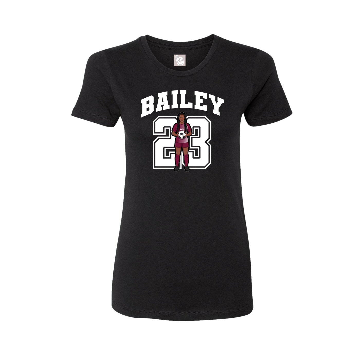 Fitted Women's Tee — Number in Black