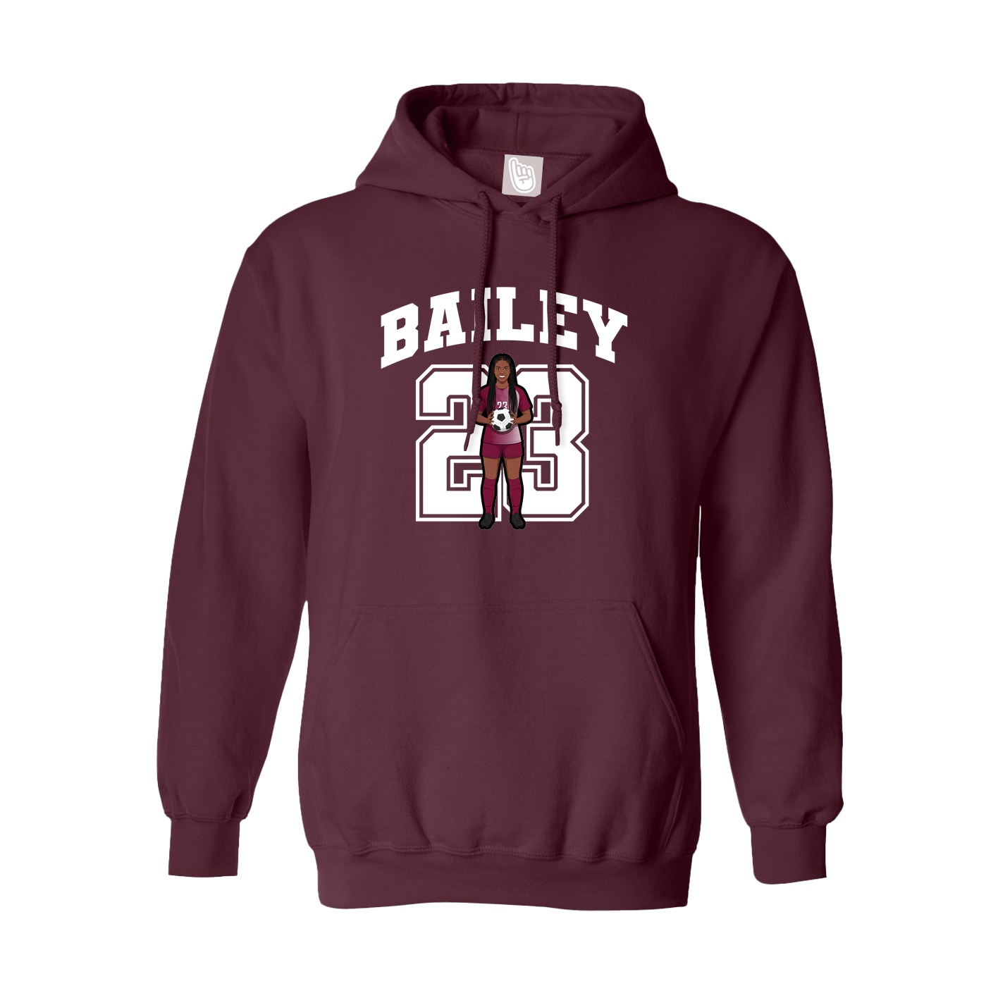Youth Hoodie — Number in Maroon