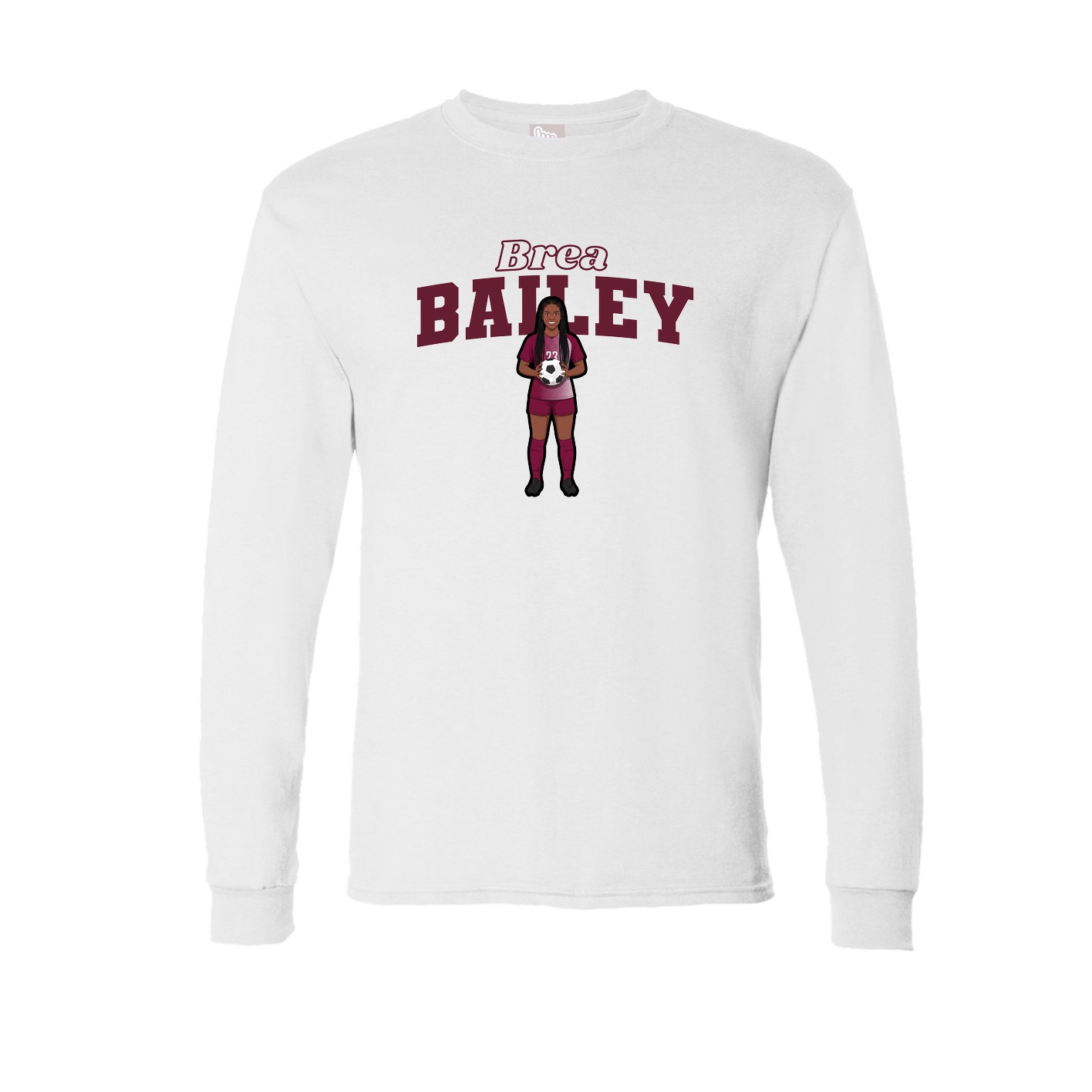 Long Sleeve Tee — Name Arch in White