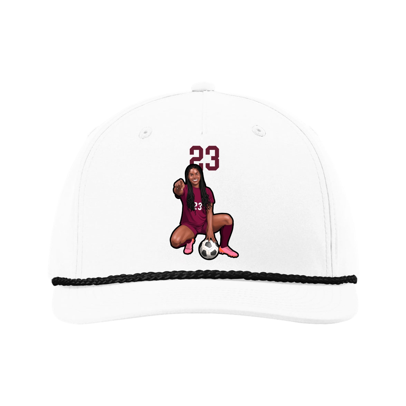 Five-Panel Classic Rope Cap — Number Top in White