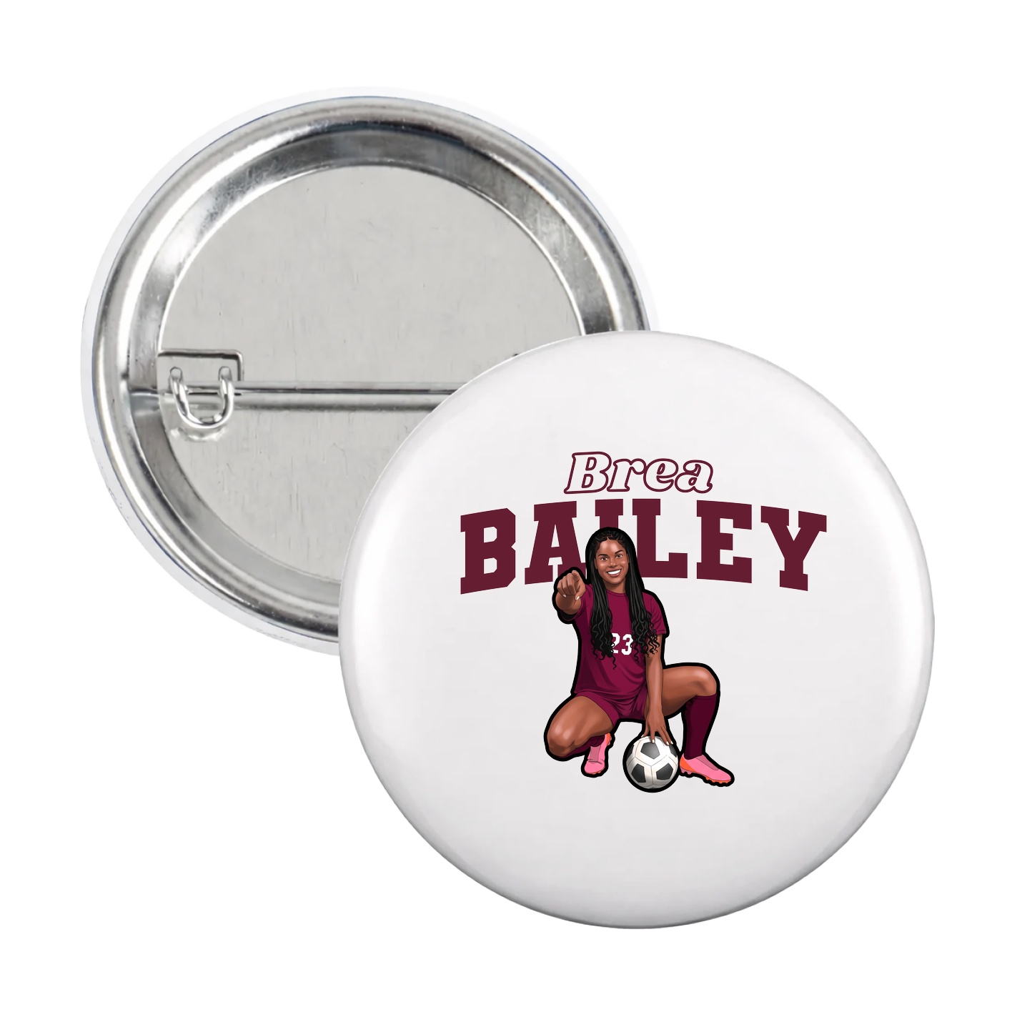 Game Day Button — Name Arch in White