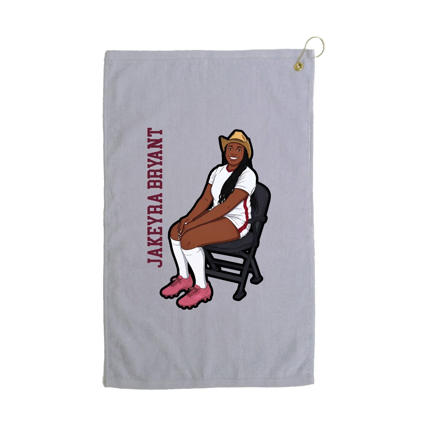 Golf Towel — Name Vertical in Grey