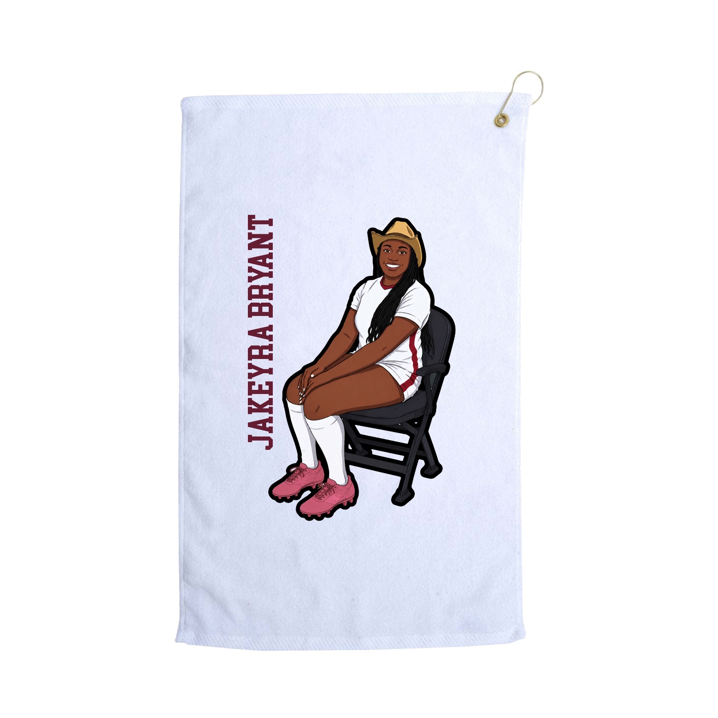 Golf Towel — Name Vertical in White