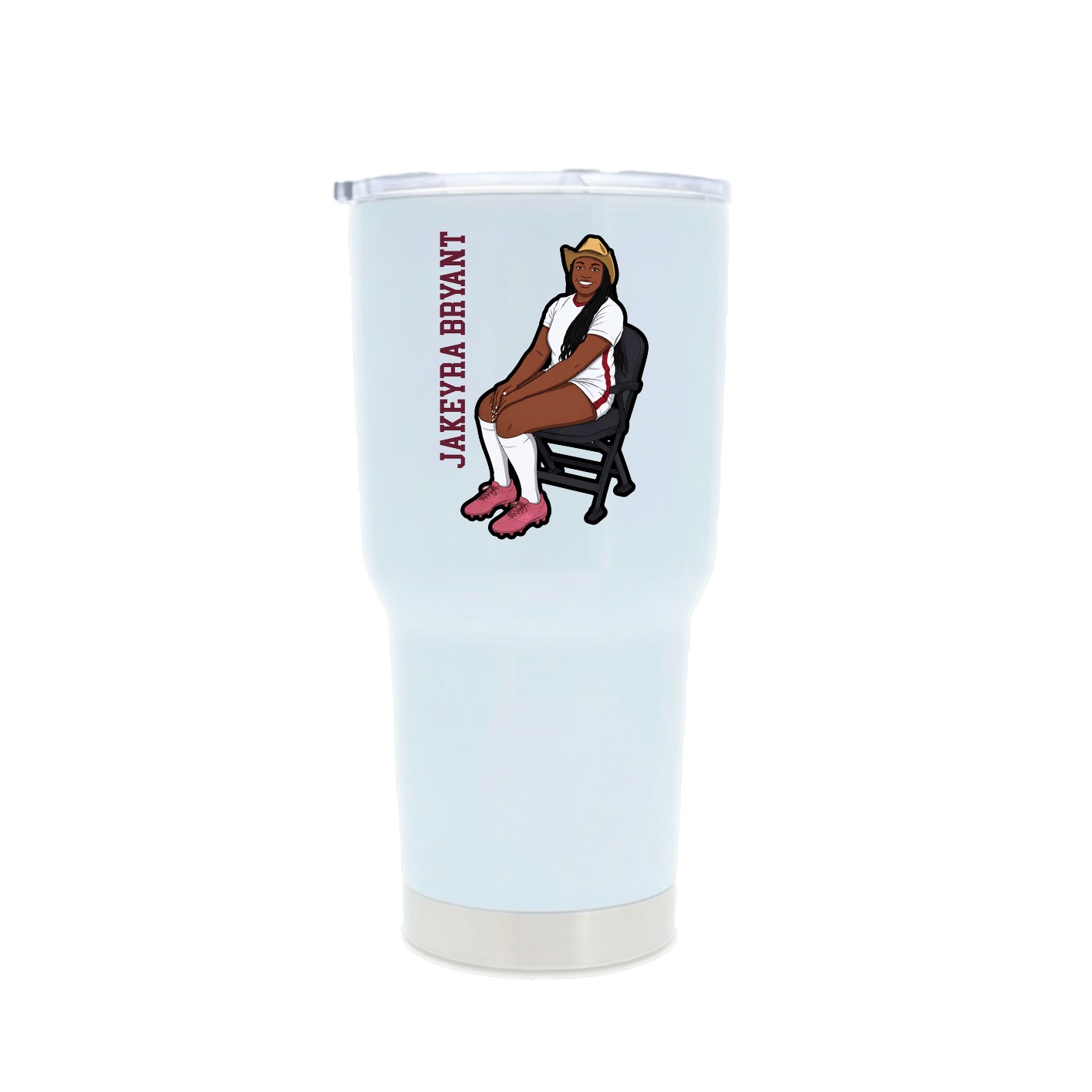30oz Stainless Steel Tumbler — Name Vertical in White