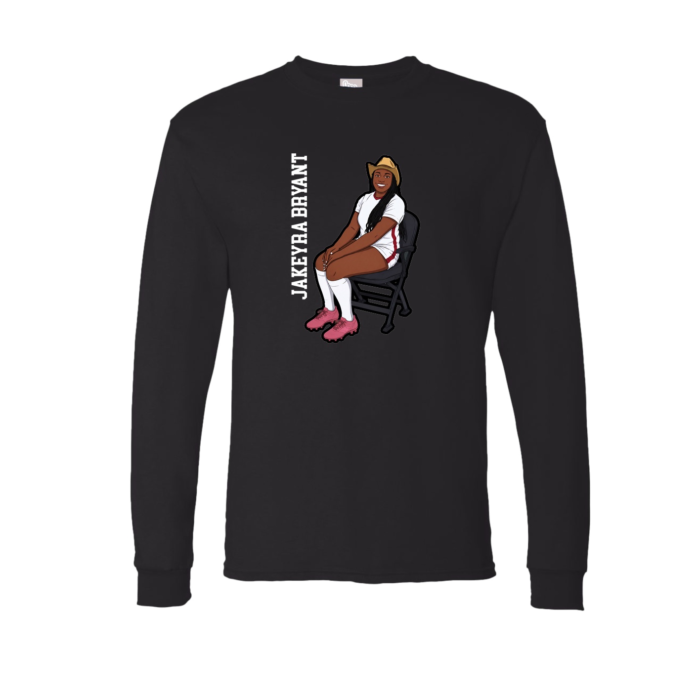Long Sleeve Tee — Name Vertical in Black