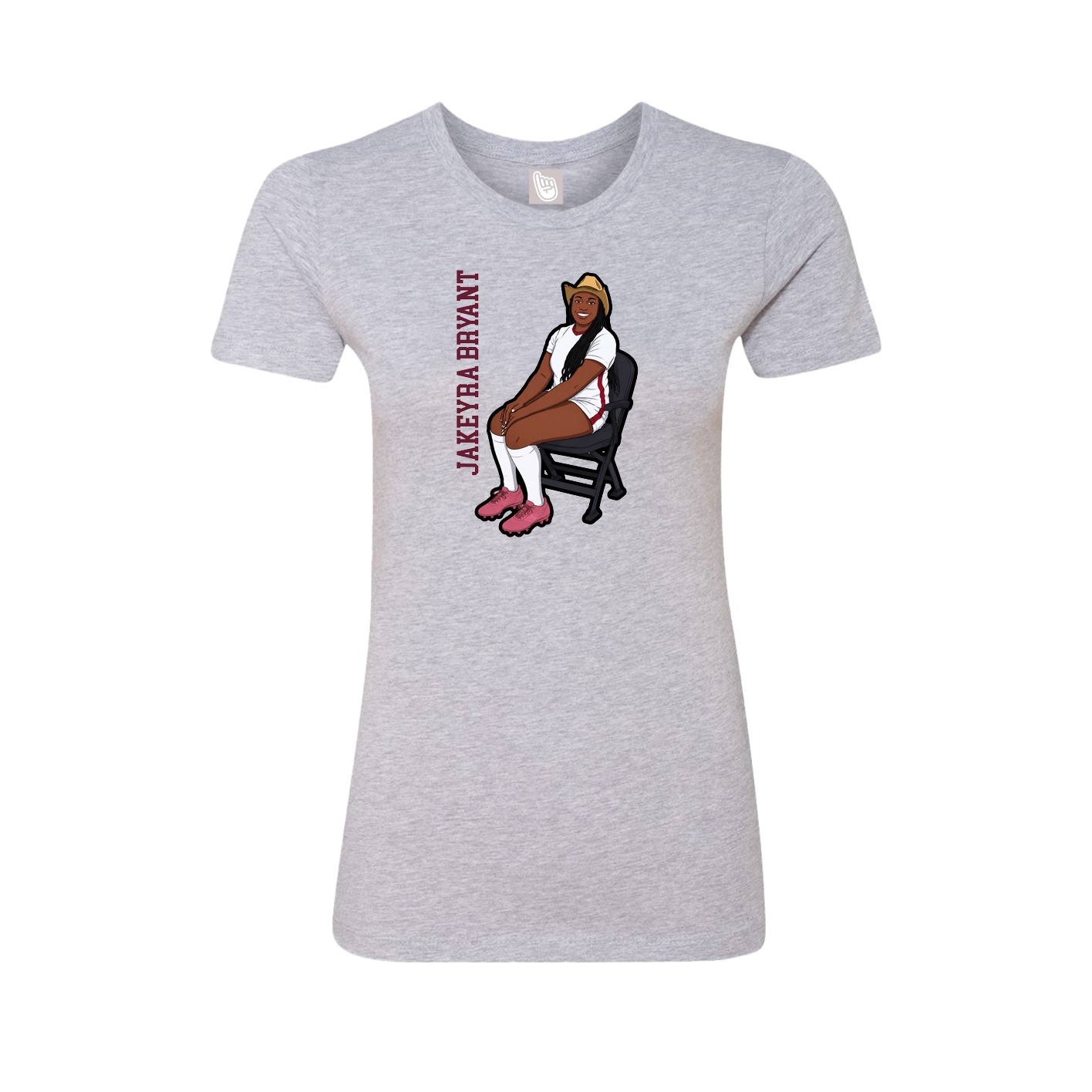 Fitted Women's Tee — Name Vertical in Grey
