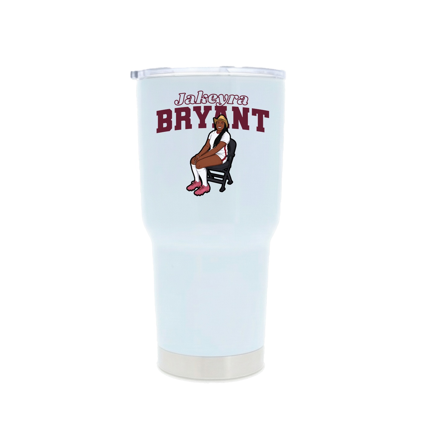 30oz Stainless Steel Tumbler — Name Arch in White