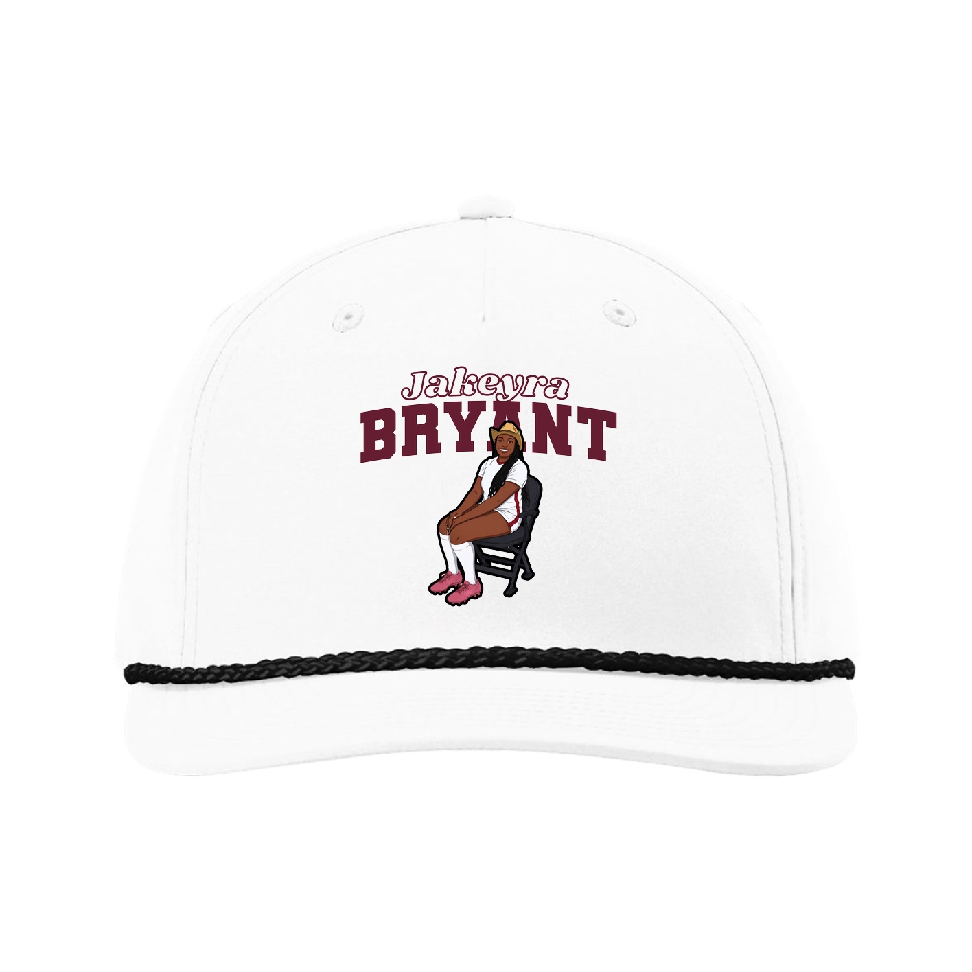 Five-Panel Classic Rope Cap — Name Arch in White
