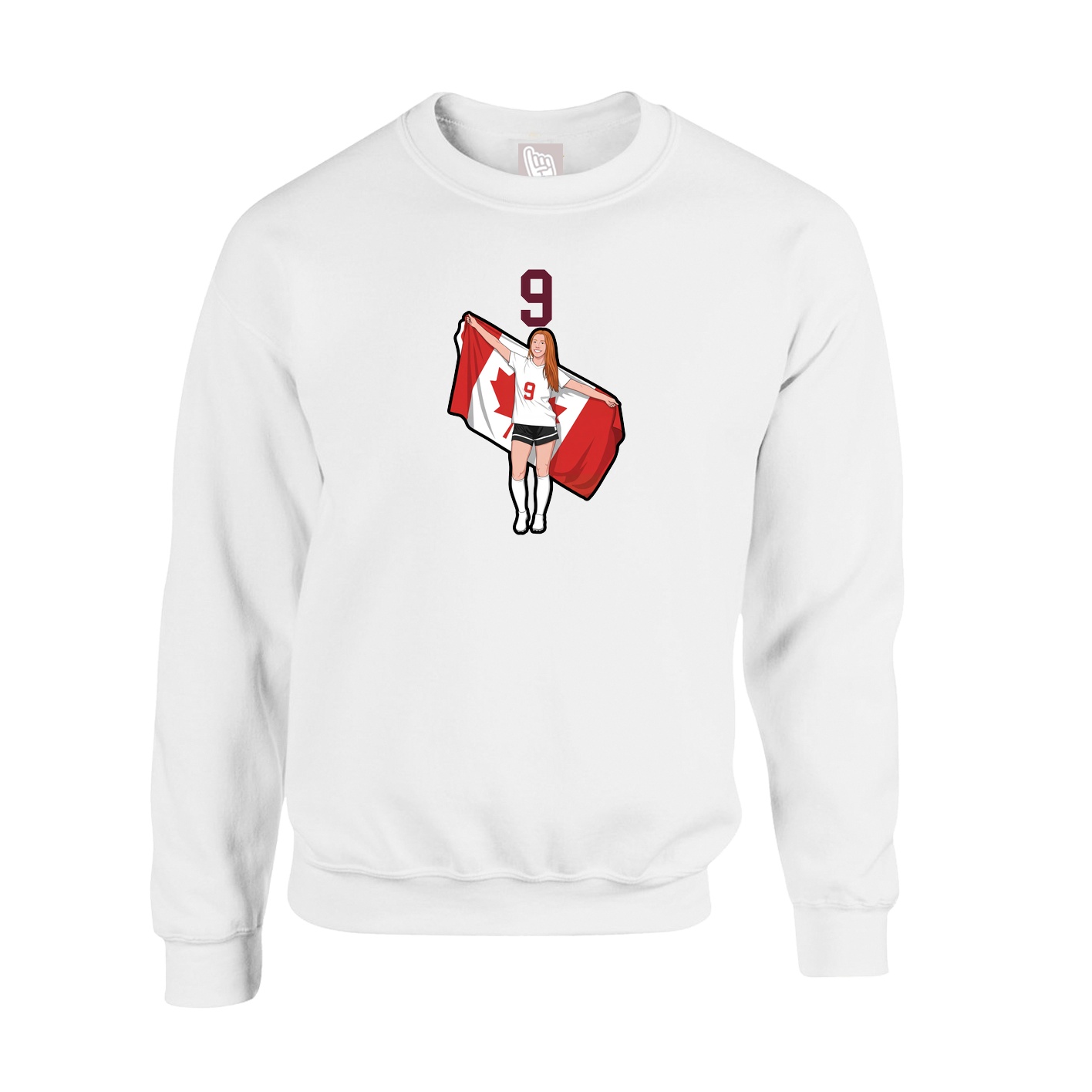 Fleece Crew — Number Top in White