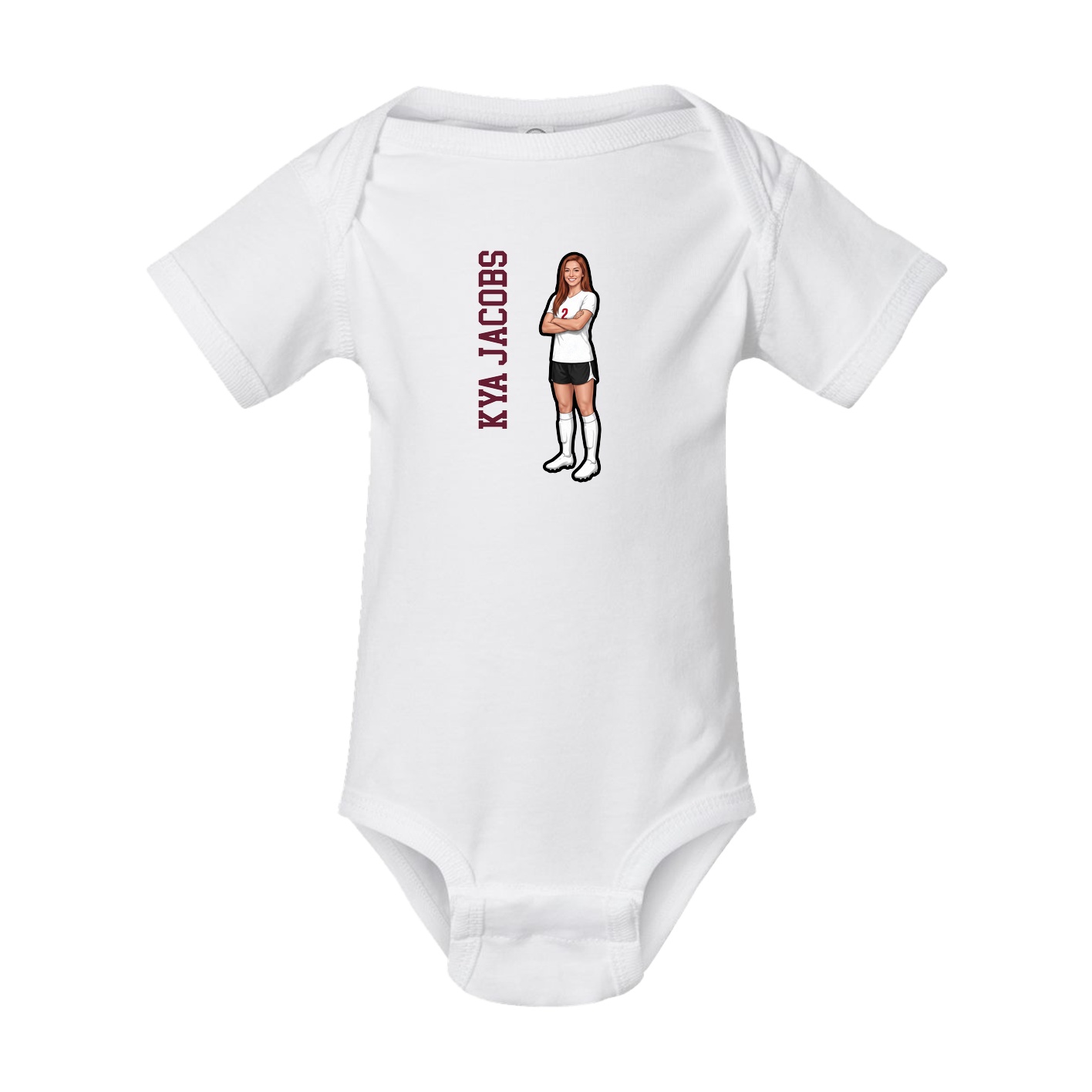 Baby Onesie — Name Vertical in White