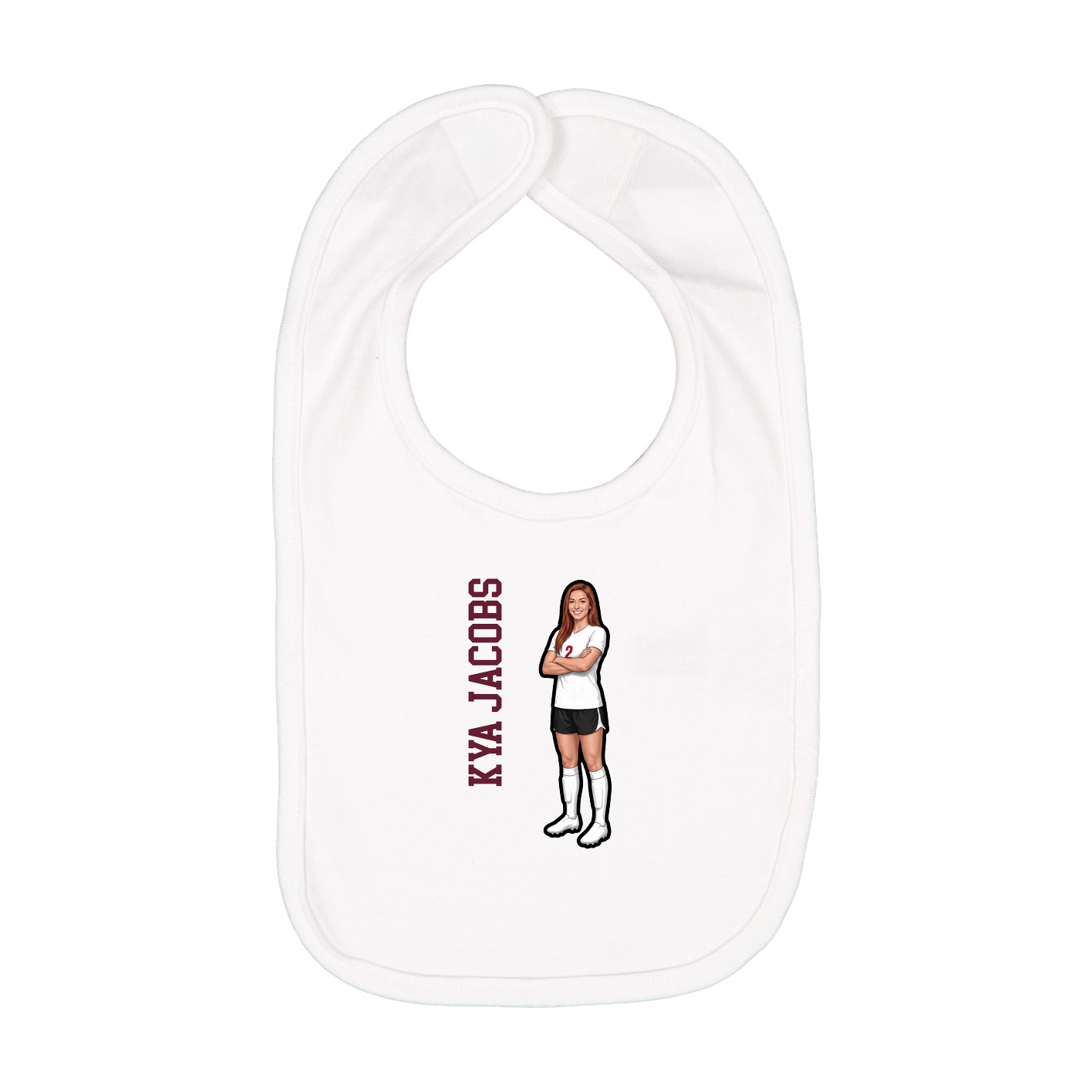 Infant Bib — Name Vertical in White