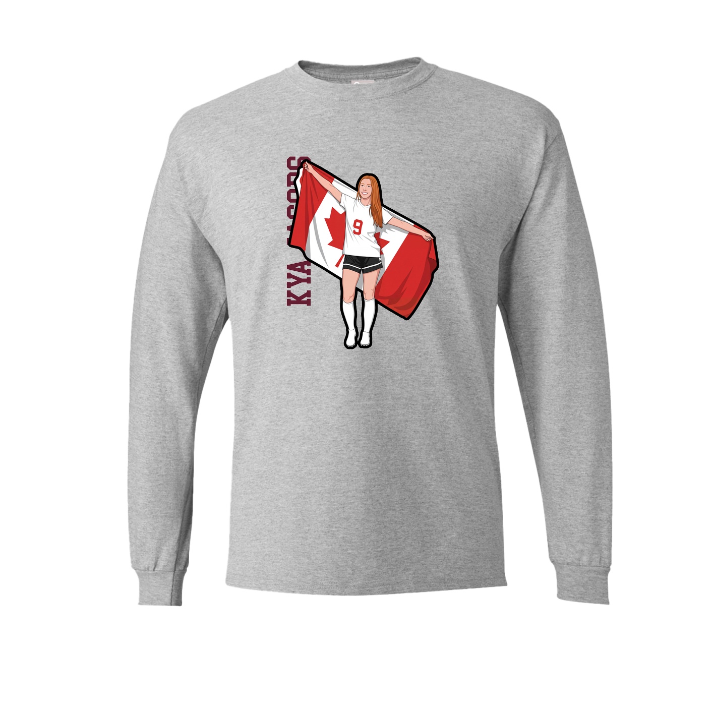 Long Sleeve Tee — Name Vertical in Grey