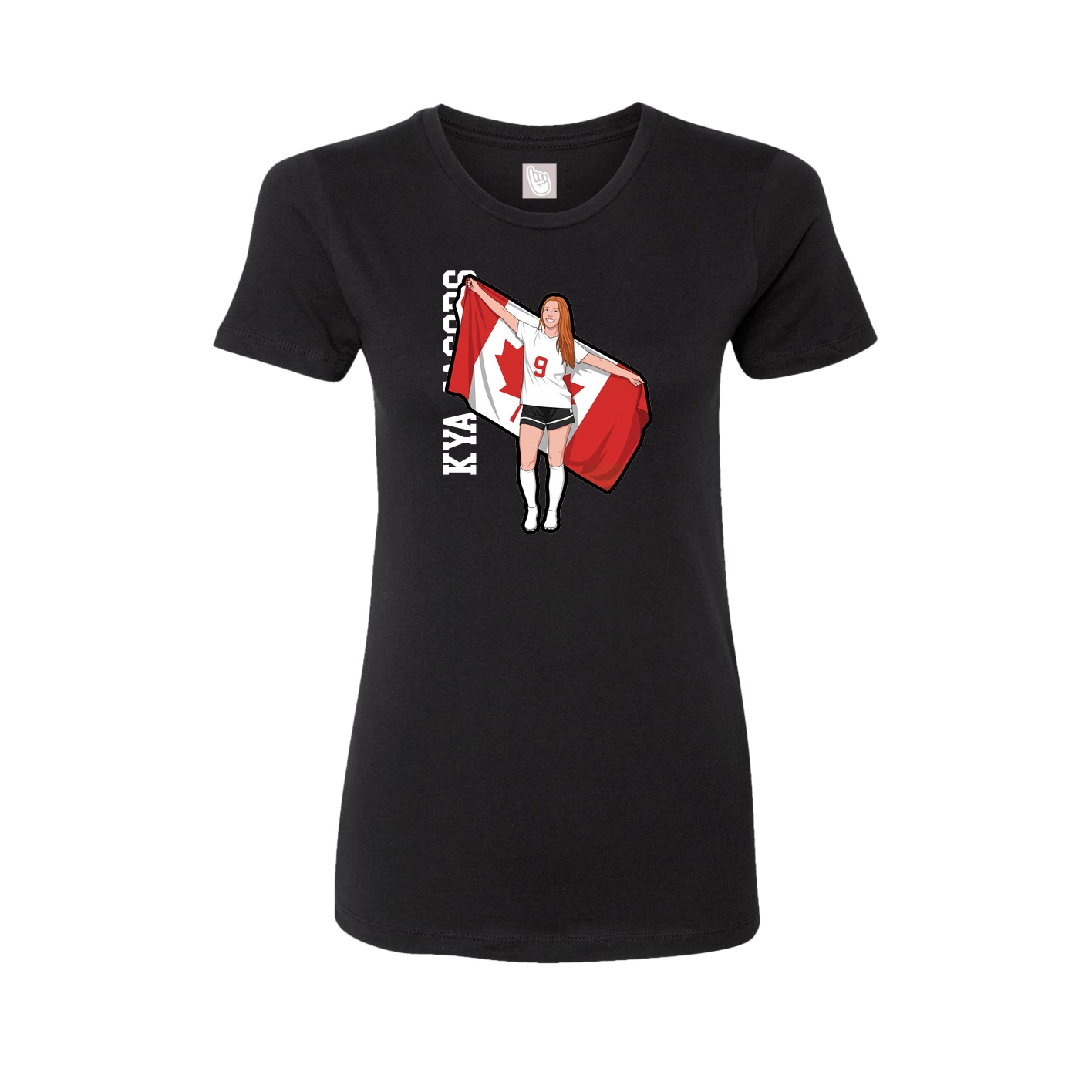Fitted Women's Tee — Name Vertical in Black