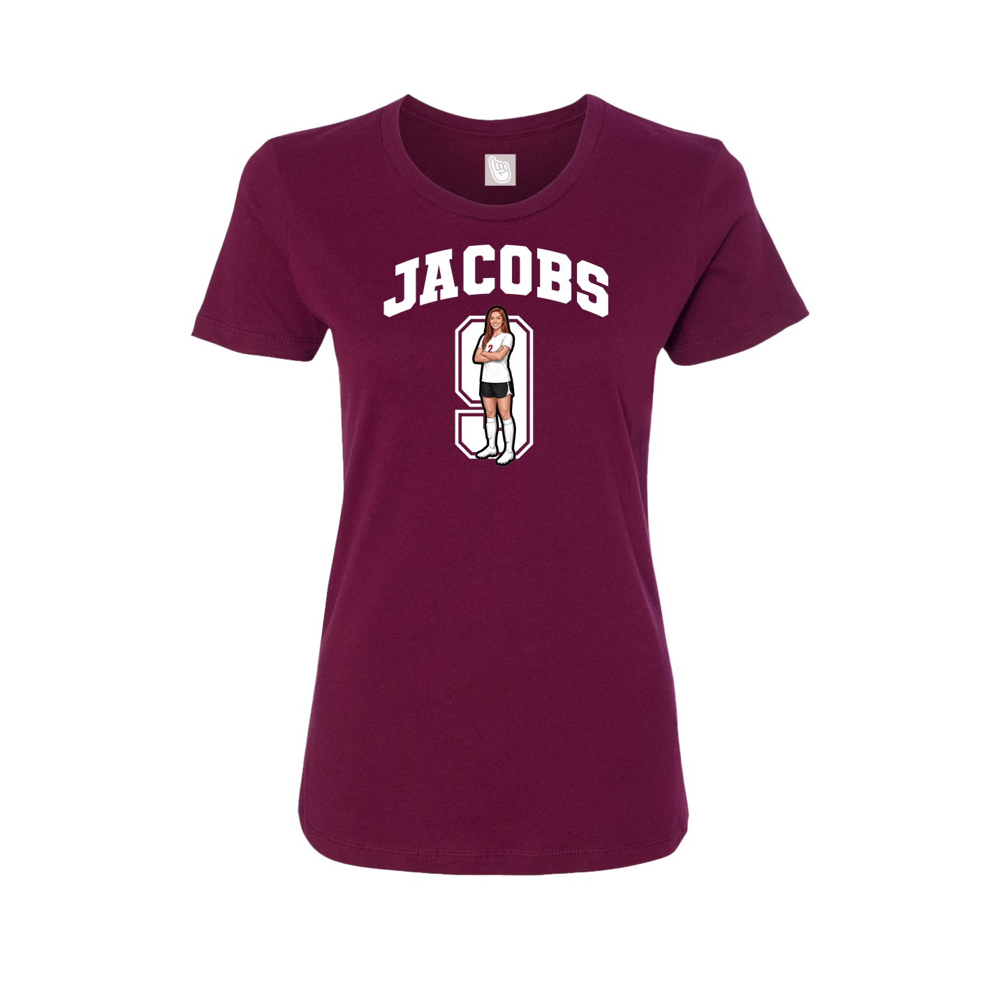 Fitted Women's Tee — Number in Maroon