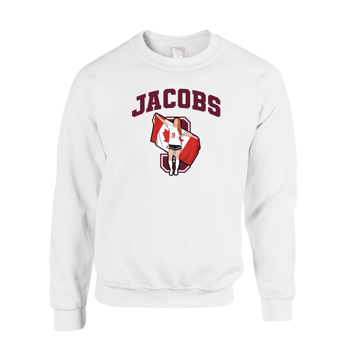 Fleece Crew — Number in White