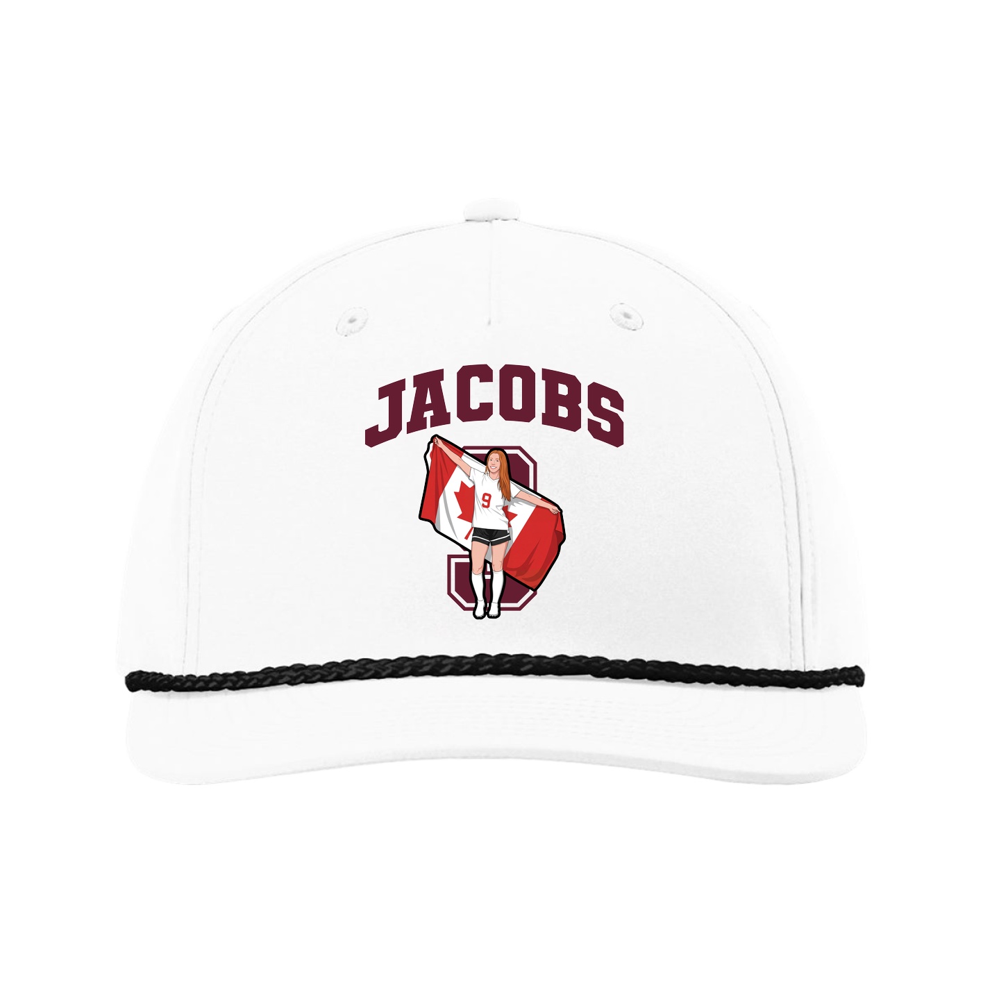 Five-Panel Classic Rope Cap — Number in White