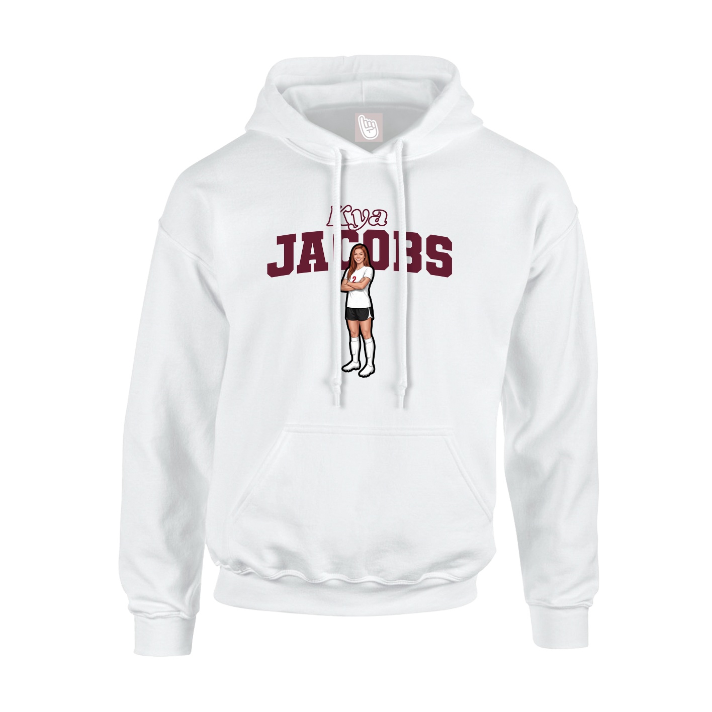 Youth Hoodie — Name Arch in White