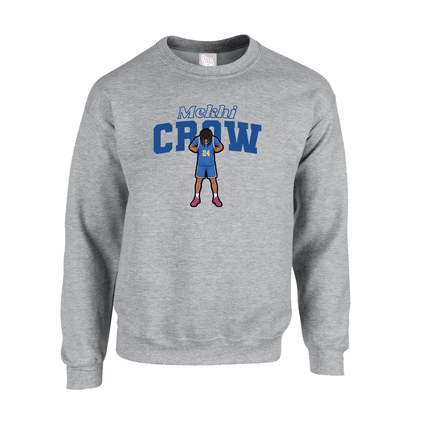 Fleece Crew — Name Arch in Grey