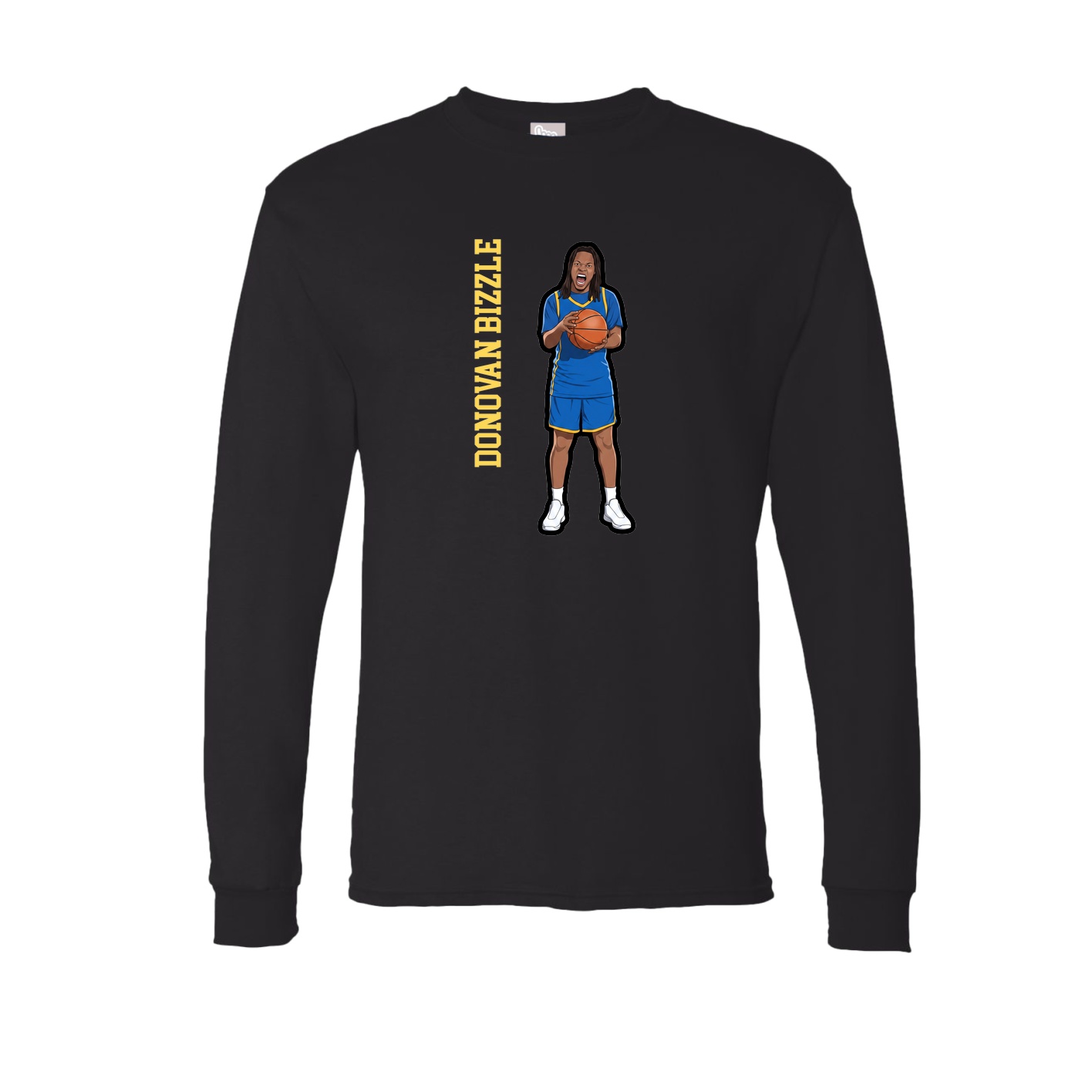 Long Sleeve Tee — Name Vertical in Black