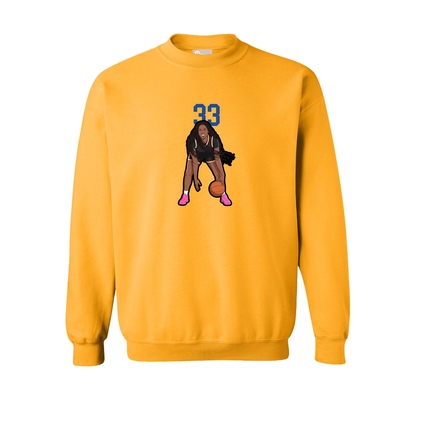 Fleece Crew — Number Top in Gold