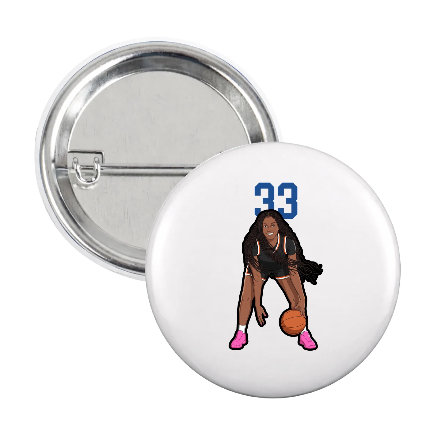 Game Day Button — Number Top in White